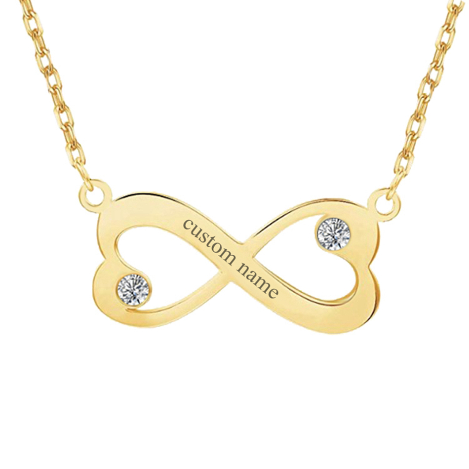 Custom Gold Plated Jewelry Couple Infinity Love Heart Mobius Strip Shape Necklaces For Valentine Day Gift1 1