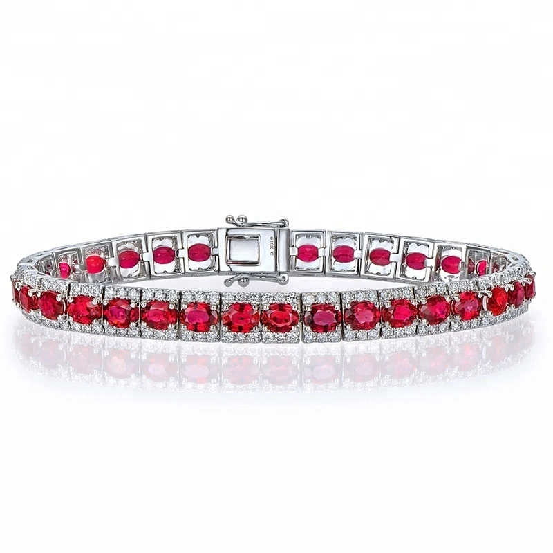 Joacii Wholesale Sterling Silver Ruby Stone Tennis Bracelets Bangles Design 1