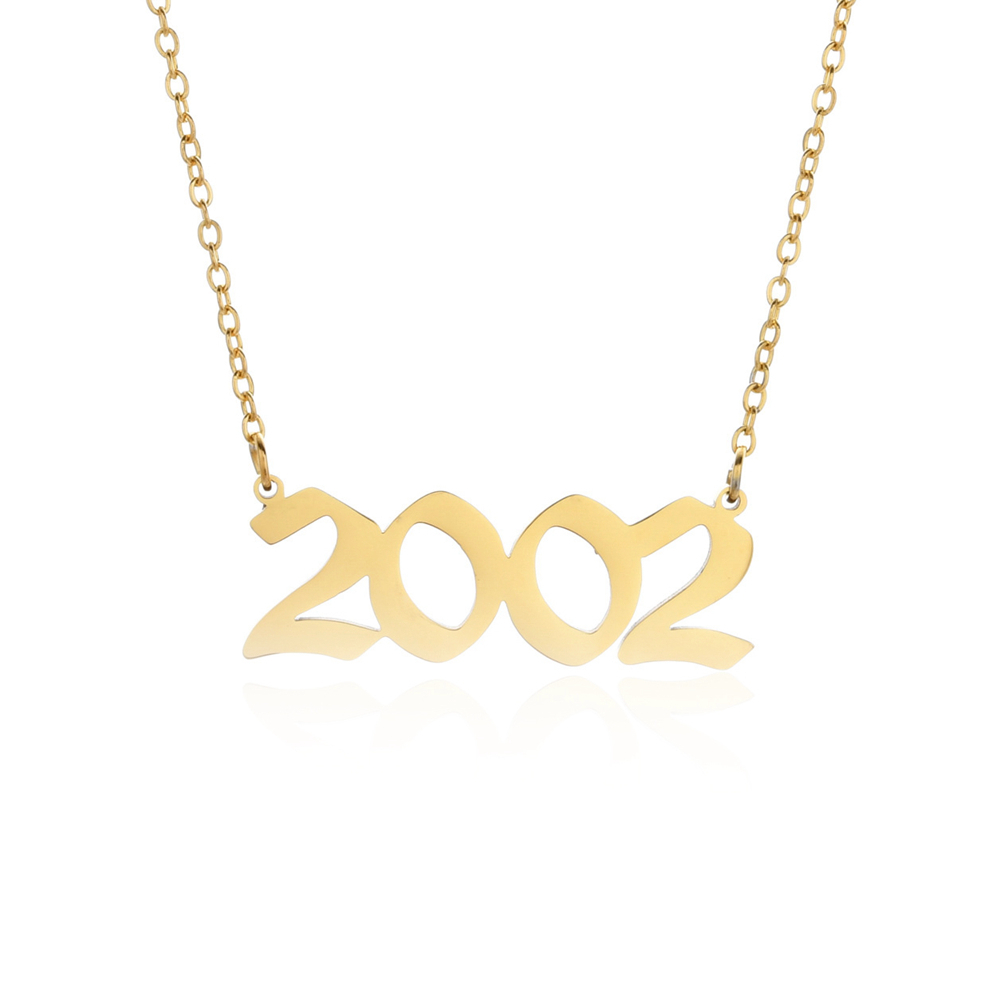 Joacii Custom Stainless Steel Birth Silver Big Birthday Number Year Pendant Necklace For Kettings 1