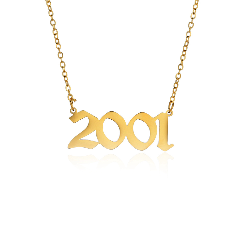 Joacii Stainless Steel Gold Birthday Charms Year Necklace Custom Letter For Mulier Jewelry 1