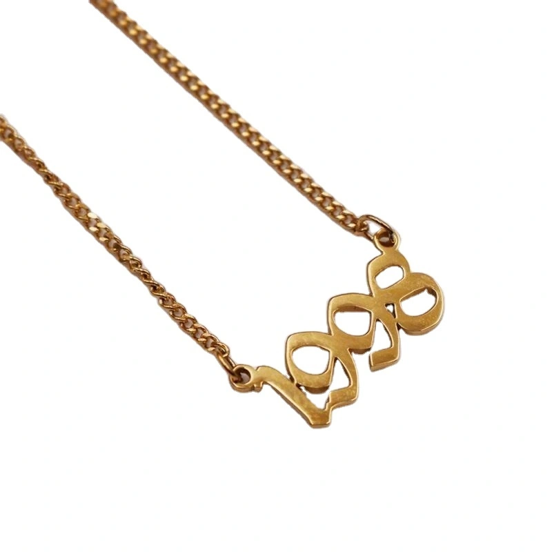 Joacii Custom Stainless Steel Plated Birth Metal Gold Number Necklace Personalized Date Year Pendant For Nainen Koruja 1