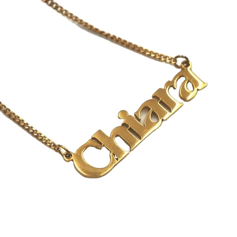 Factory Custom Stainless Steel Personalised House Symbol Gold Nameplate Necklace With Joyas Chapadas En Oro 1