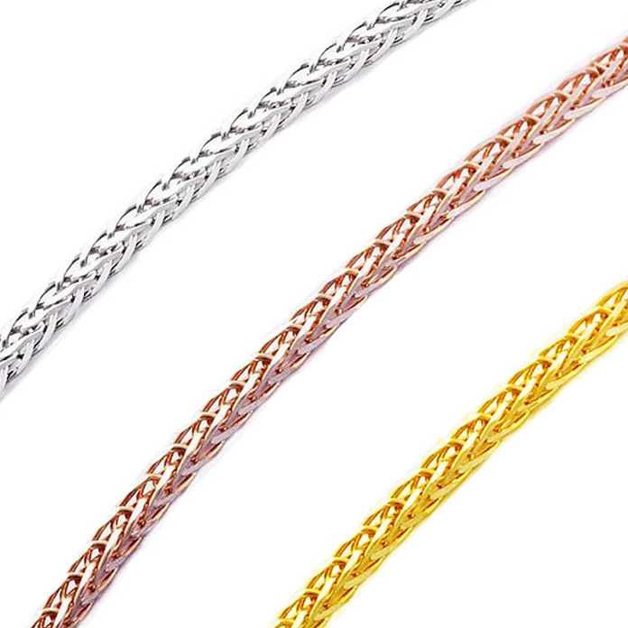 Wholesale Personalized Punk Women Initial 925 Sterling Silver Men Round Wheat Foxtails Chopin Necklace Chain With Collier 1