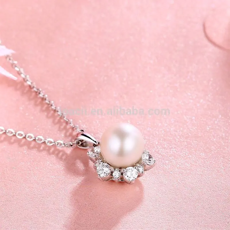 Joacii Jewelry Necklace Pendant Big Freshwater Pearl Pendant with AAA CZ Stones 1