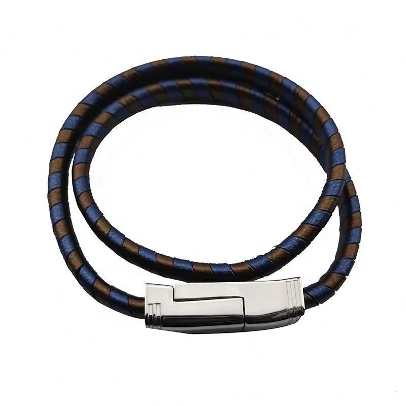 Charge Function 316L Stainless Steel Leather Bracelet 1