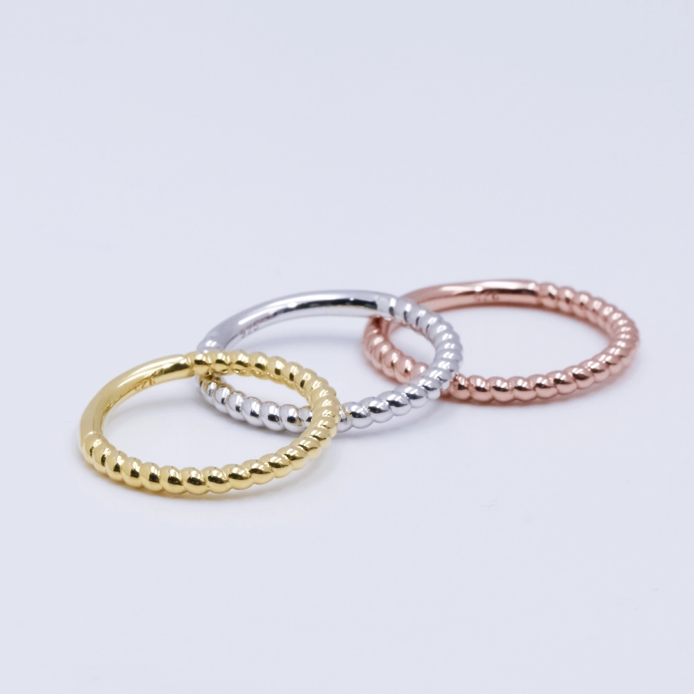 Wholesale 925 Sterling Silver 18K Gold Plated Stackable Pinky Twist Ring 1