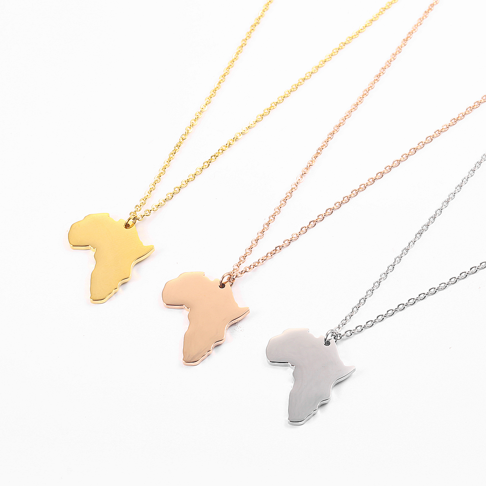 Factory Custom Oem Odm 18K Gold Plated Africa Map Necklace Pendant For Women 1