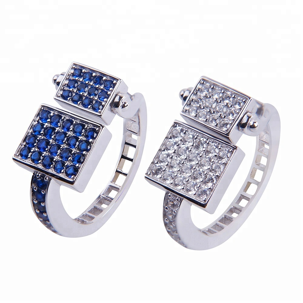 925 Sterling Silver 18K White Gold Plated Men'S Jewelry Two Color Adjustable Rotatable Ring With Joias Banhadas A Ouro1 1