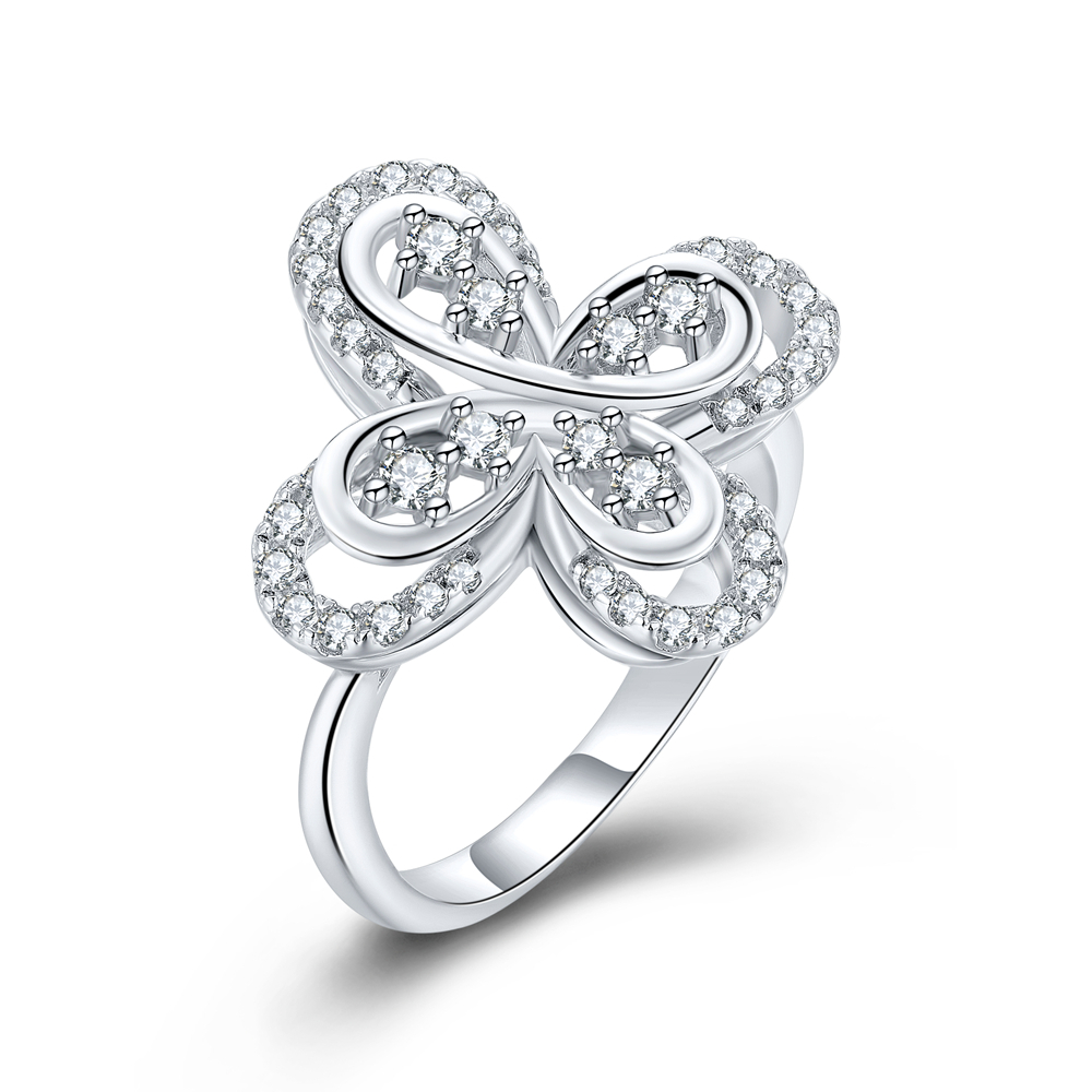 Fashion 925 Sterling Silver Gold Plated Diamond Butterfly Shaped Ring For Women With Squillare1 1