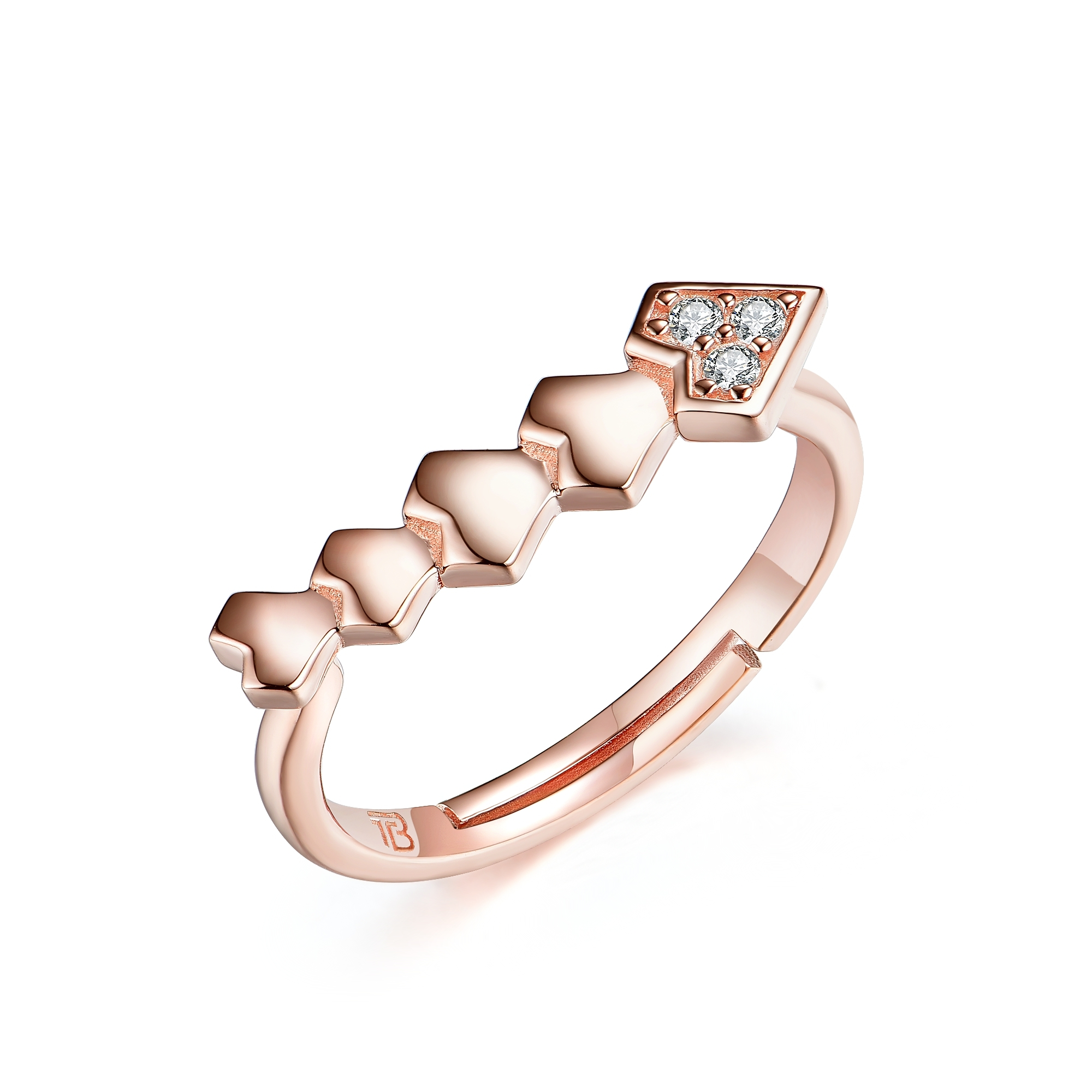 Joacii 925 Sterling Silver Zircon Gold Heart Archery Arrow Ring With Circulum1 1