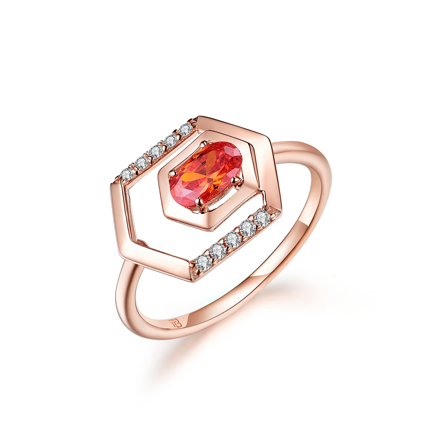 Joacii 925 Sterling Silver Gold Red Big Stone Geometric Rhombus Hexagonal Honeycomb Shaped Ring With Gioielleria1 1