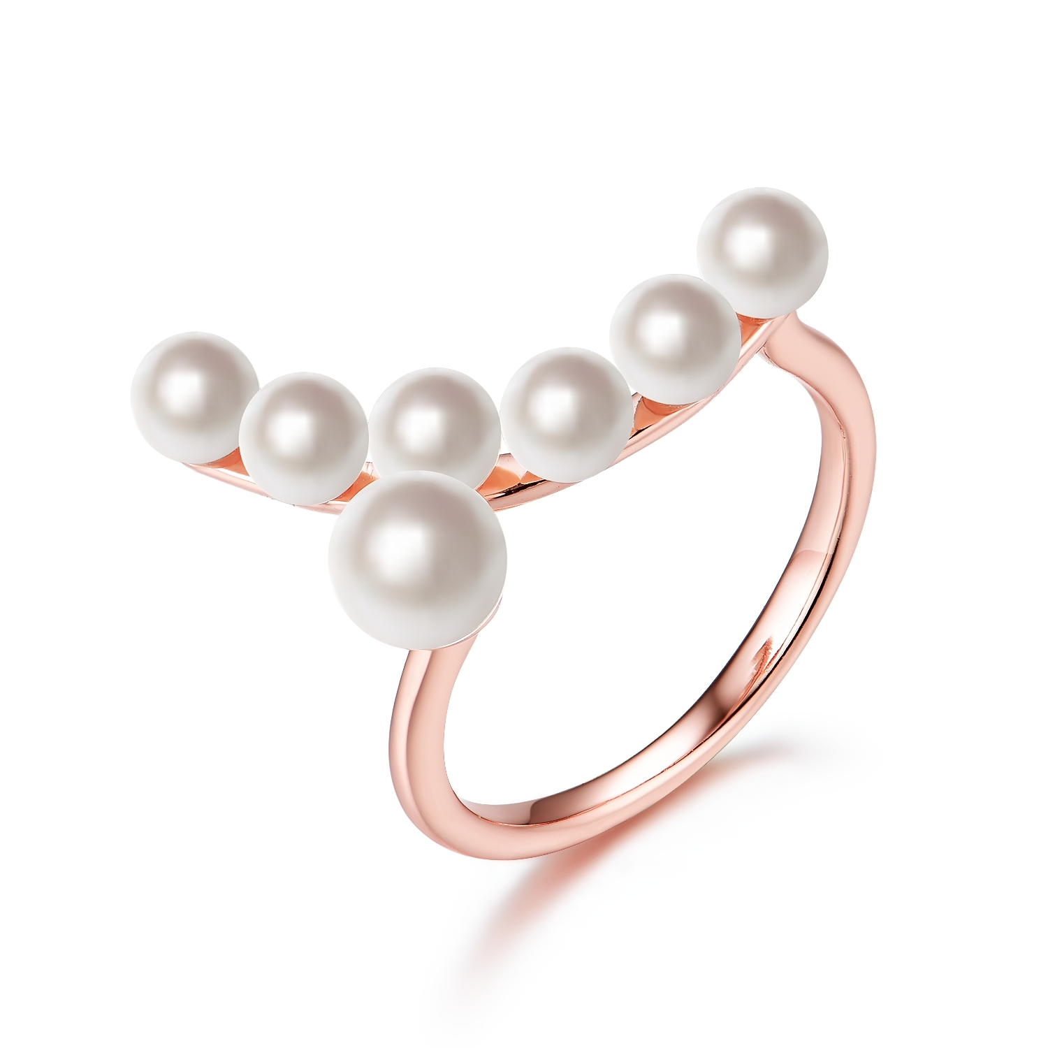 Wholesale jewellery 925 Sterling Silver Double Round Row Pearl Adjustable Open Ring With Joyas Chapadas En Oro 1