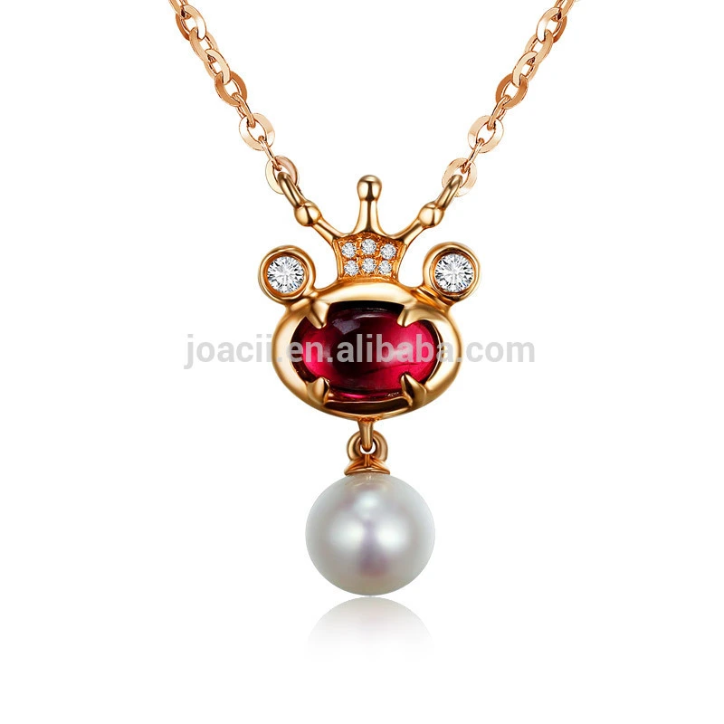 Chinese Real Round Freshwater Pearl Necklace Crown Jewelry for Women 1