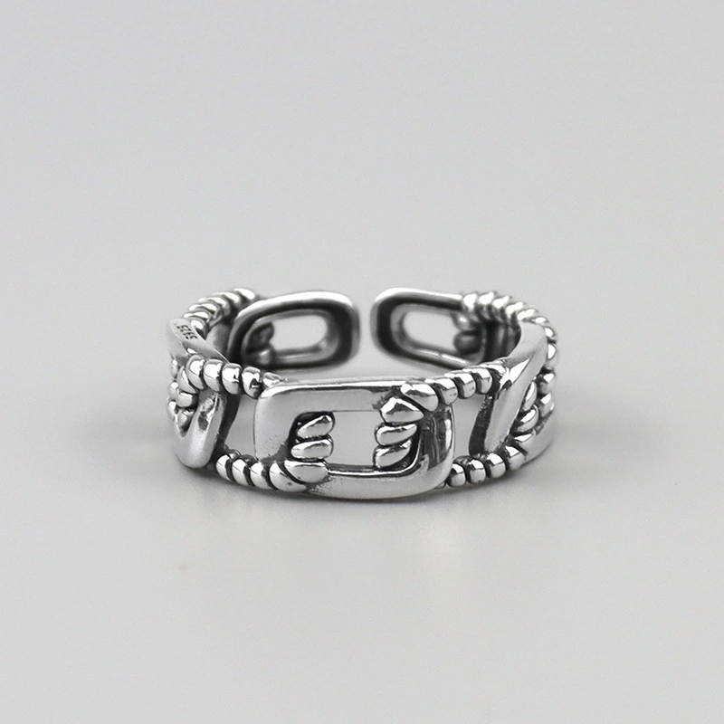 925 Sterling Silver Pave TwistFat Knot Ring1 1