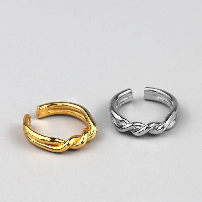 Personality Bijoux 925 Sterling Silver Jewelry Vintage Twist Design Rope Rings Open Rings1 1