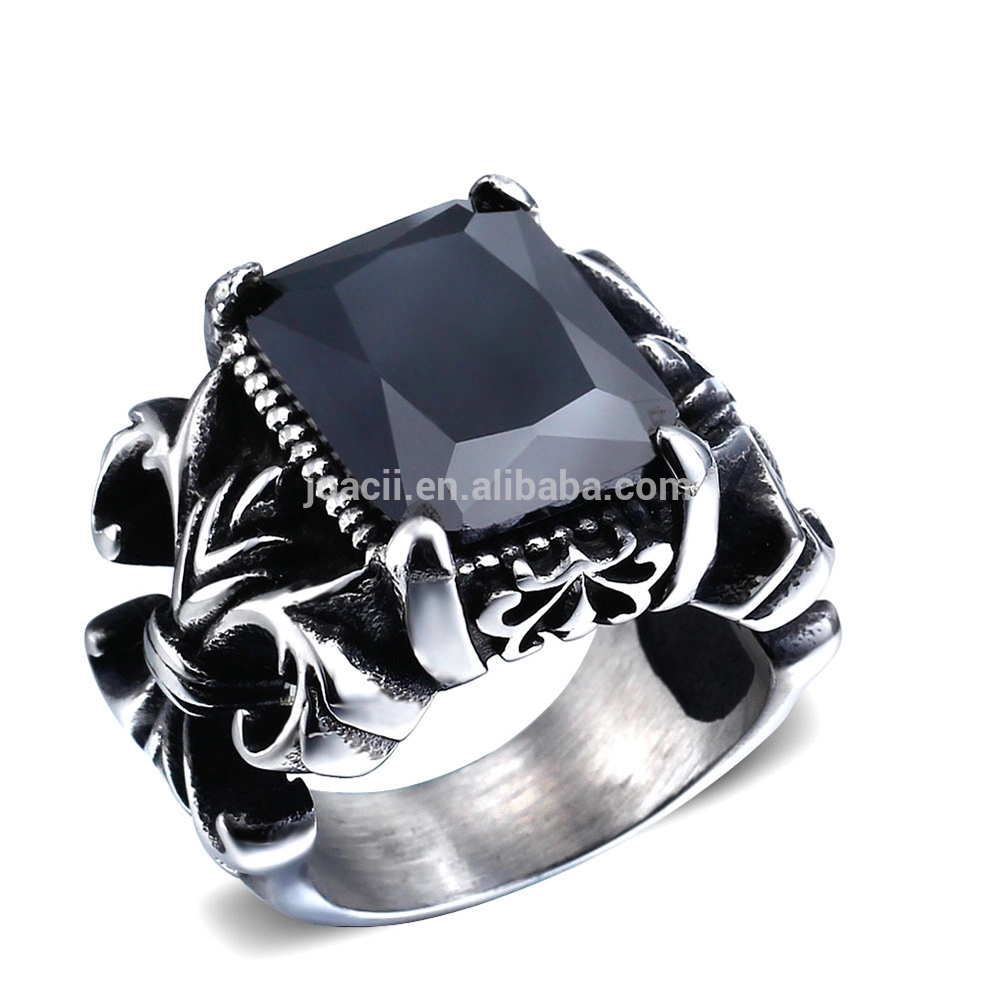 925 Sterling Silver Four lucifer black Color Options Natural Stone Jewelry Ring Model 1