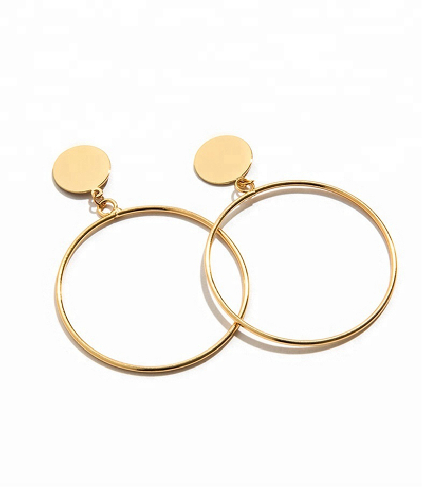 Custom 925 Sterling Silver Gold Plated Round Circle Stud Earrings Jewelry For Women 1