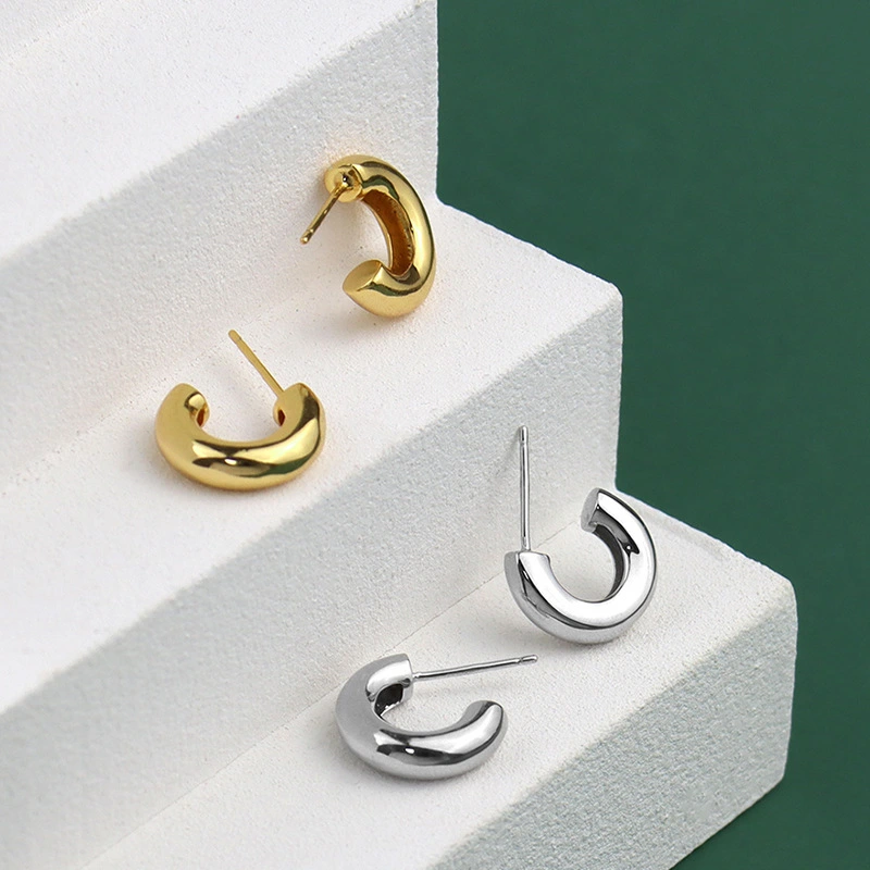 925 sterling silver gold small mini round tube earrings1 1