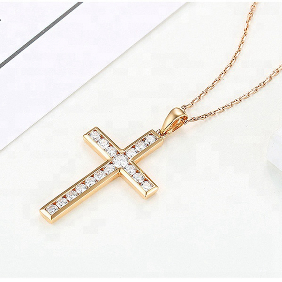 Custom Wholesale 925 Silver Bulk Sale Gold Plated Cz Stone Gold Jesus Cross For Men Necklace Pendant 1