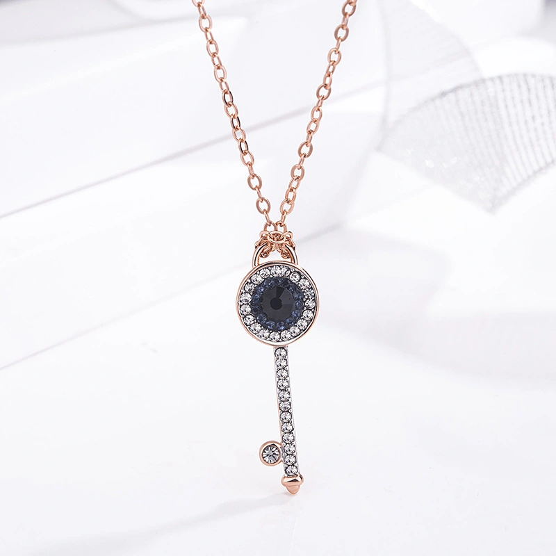 925 Crowd DesignWoman Devil'S Eye Small Crowd Collarbone Chain Website Celebrity Simple Key Necklace1 1