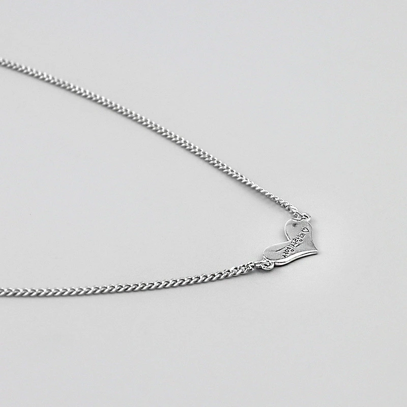 925 sterling silver heart shaped custom text pattern necklace1 1