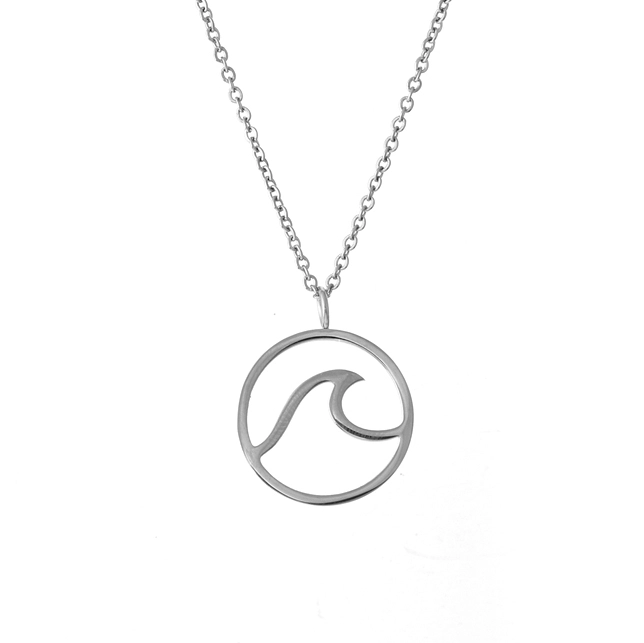 Fashion Stainless Steel Ocean Disc Wave Pendant Necklace For Women Travel Lover Freedom Nautical Summer Beach Jewelry Gift 1