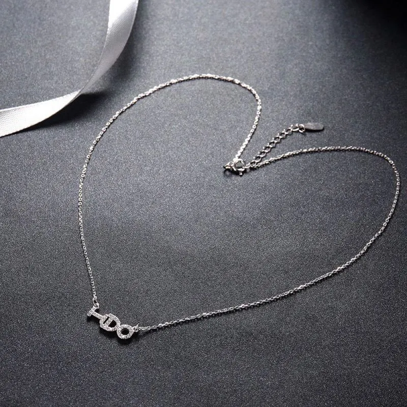 Stylish Letter Jewelry Zircon Silver 925 O-Chain Necklace With Collana 1