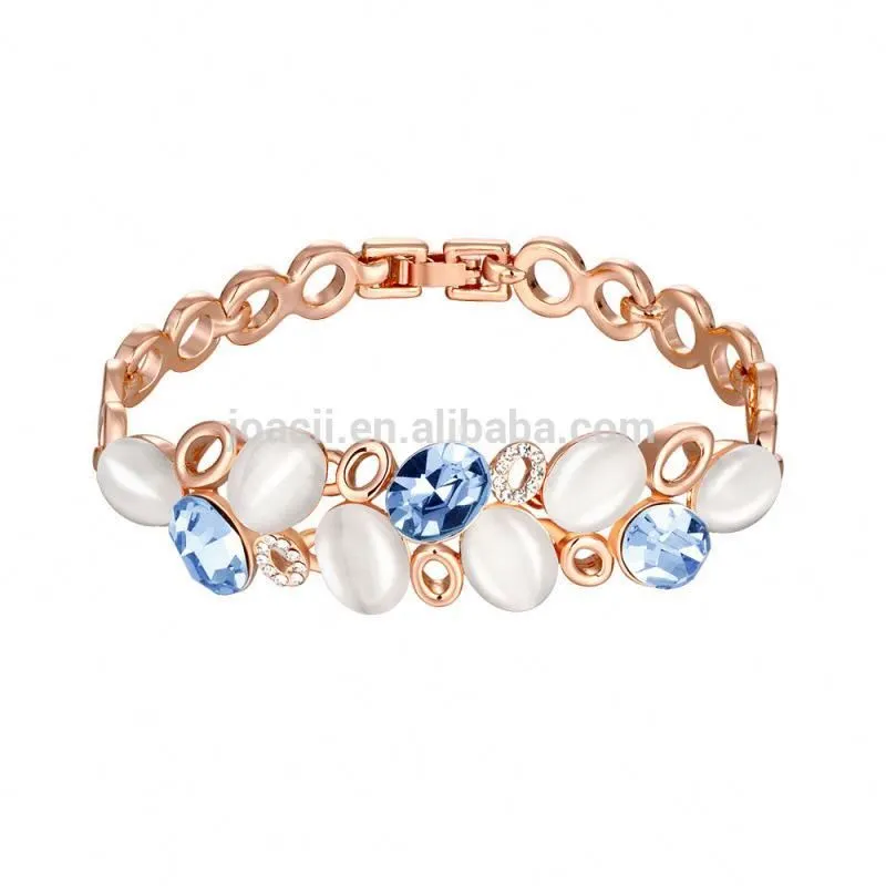 Wholesale gemstone and crystal rose gold alloy copper bangle bracelet 1
