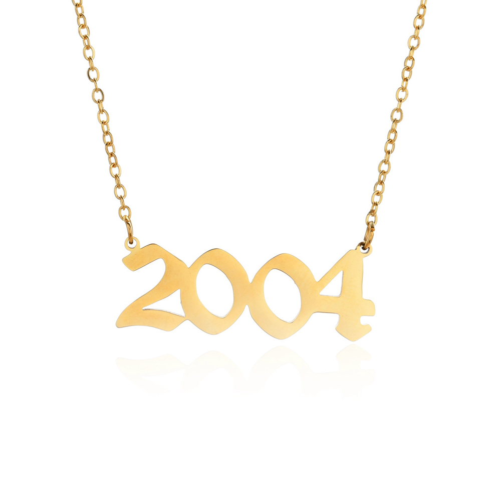 Joacii Custom Stainless Steel Icy Bling Birth Year With Crown Necklace For Collar 1
