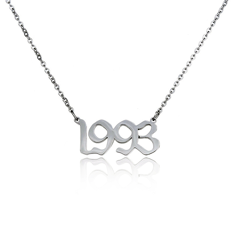 Joacii Custom Stainless Steel Birth Charm Year Necklace Bling For Mulier Jewelry 1