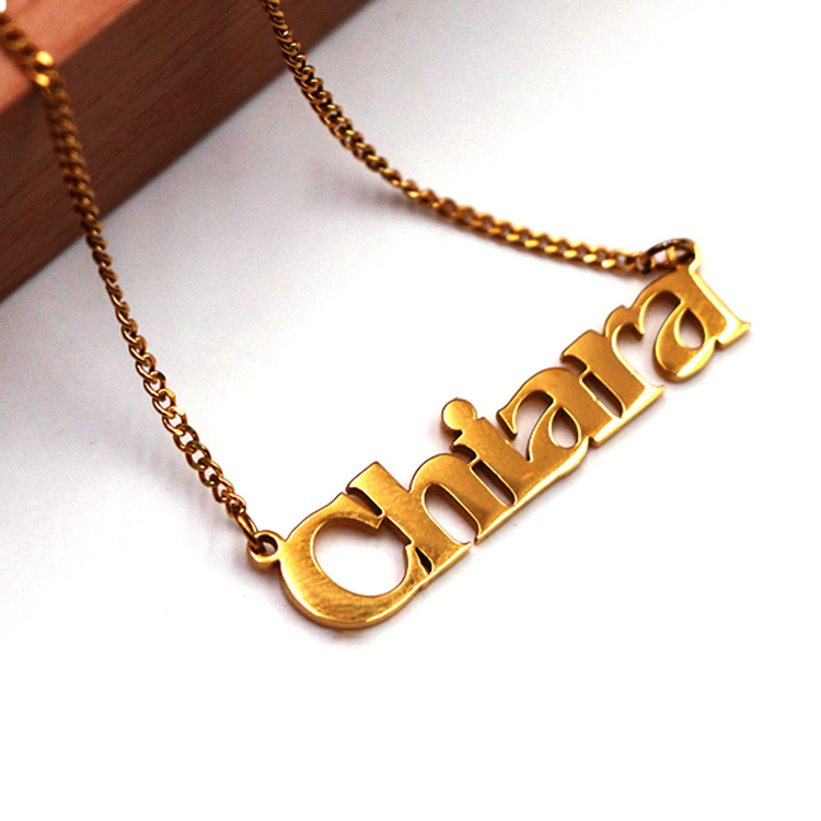 Joacii Custom Stainless Steel Gold Filled Plate 3D Name Necklace For Colar 1