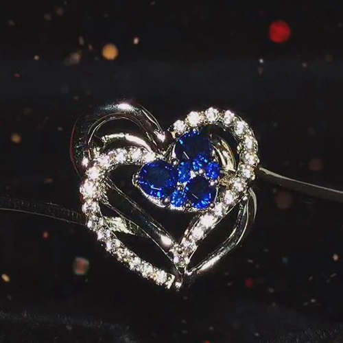 Sterling Silver Heart Pendant with Cubic Zircons 18K Gold Plated for Women 1