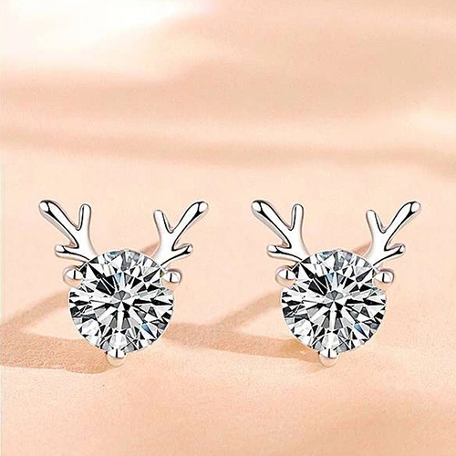 Elk Cubic Zirconia Earrings in Sterling Silver 18K Gold Plated Ladies Earrings 1