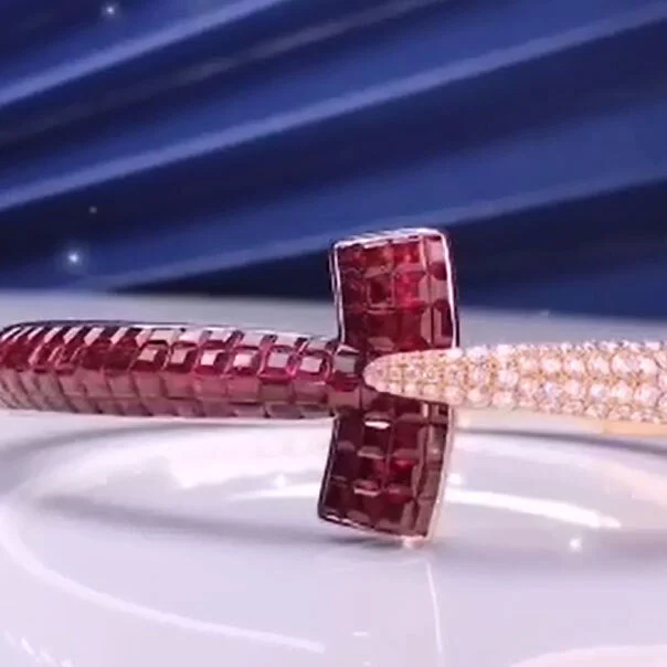 Snake 18K White Gold Ruby Diamond Ring 1