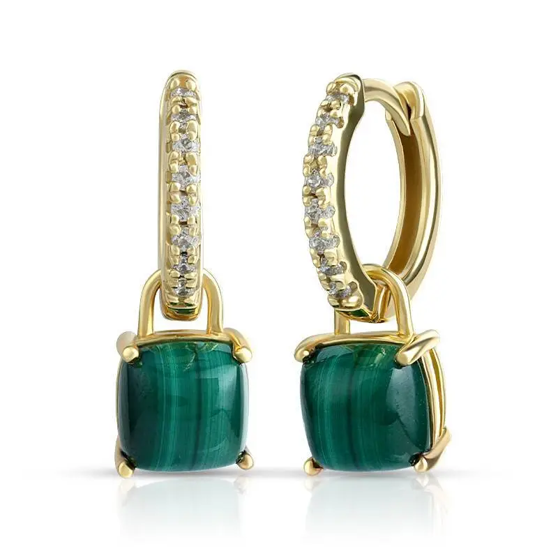 Cushion Cut Stone Hoop Earrings 1
