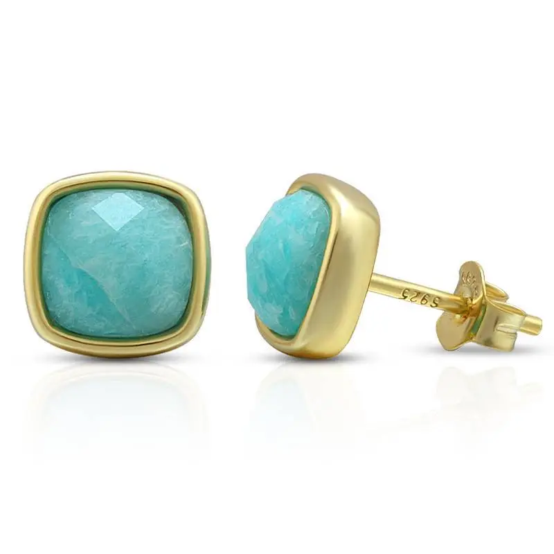 Cushion Cut Amazonite Stud Earrings 1
