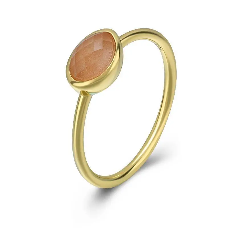 Orange Moonstone Ring Sterling Silver 1