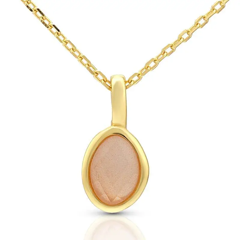 Orange Moonstone Necklace Sterling Silver 1