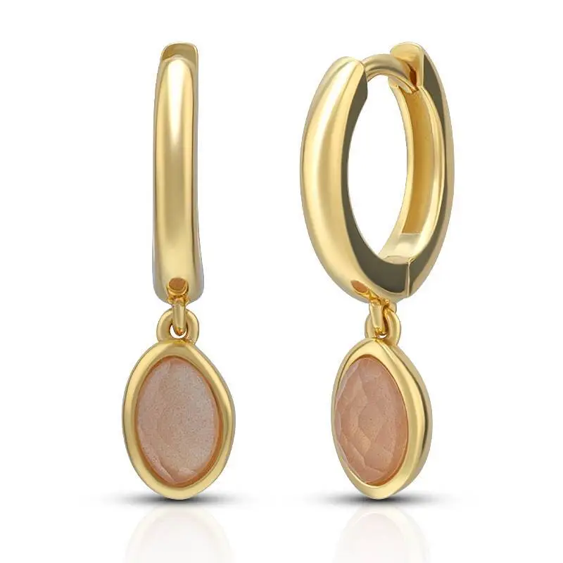 Orange Moonstone Earring Sterling Silver 1