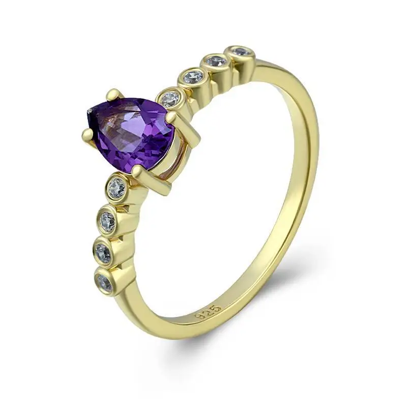 Pyriform Amethyst Birthstone Ring 1