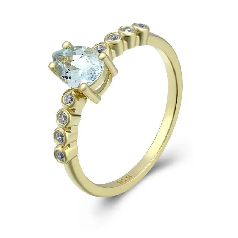 Pyriform Aquamarine Birthstone Ring 1