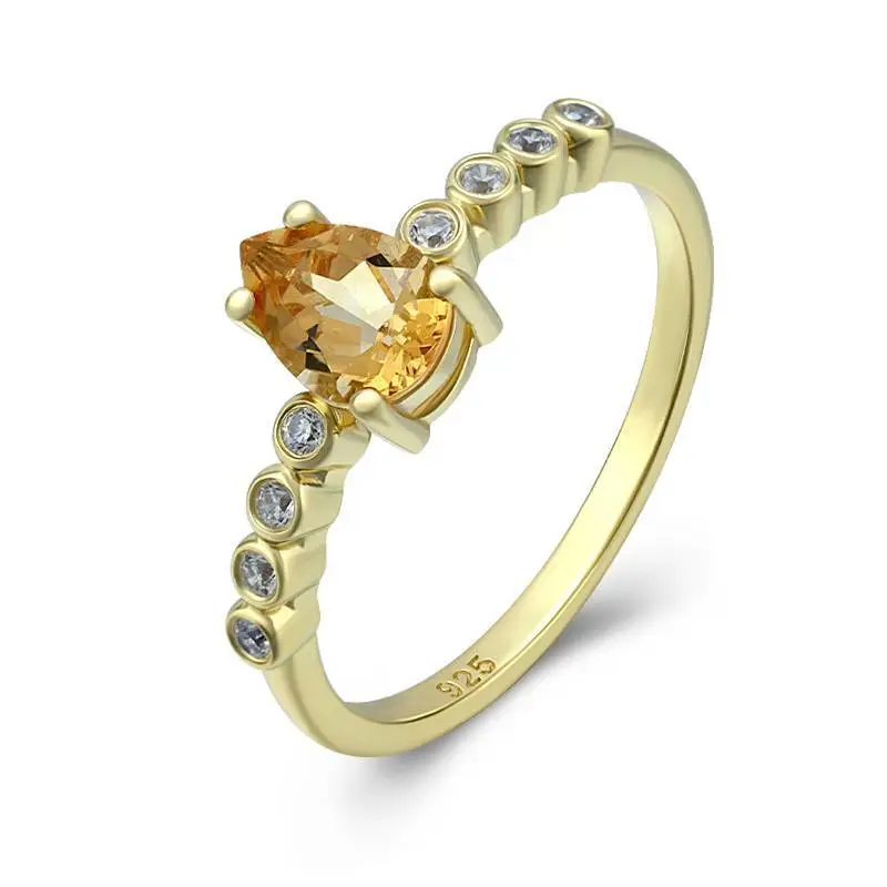 Pyriform Citrine Birthstone Ring 1
