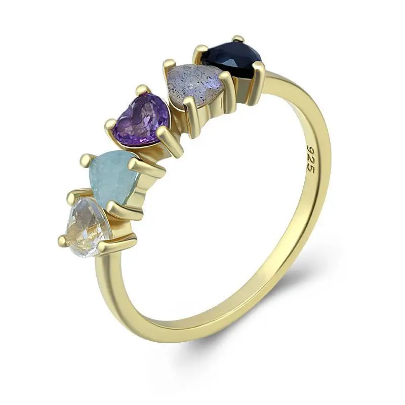 4mm Multi Heart Birthstone Ring 1