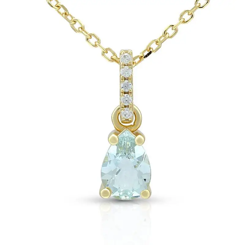 Pyriform Aquamarine Birthstone Necklace 1