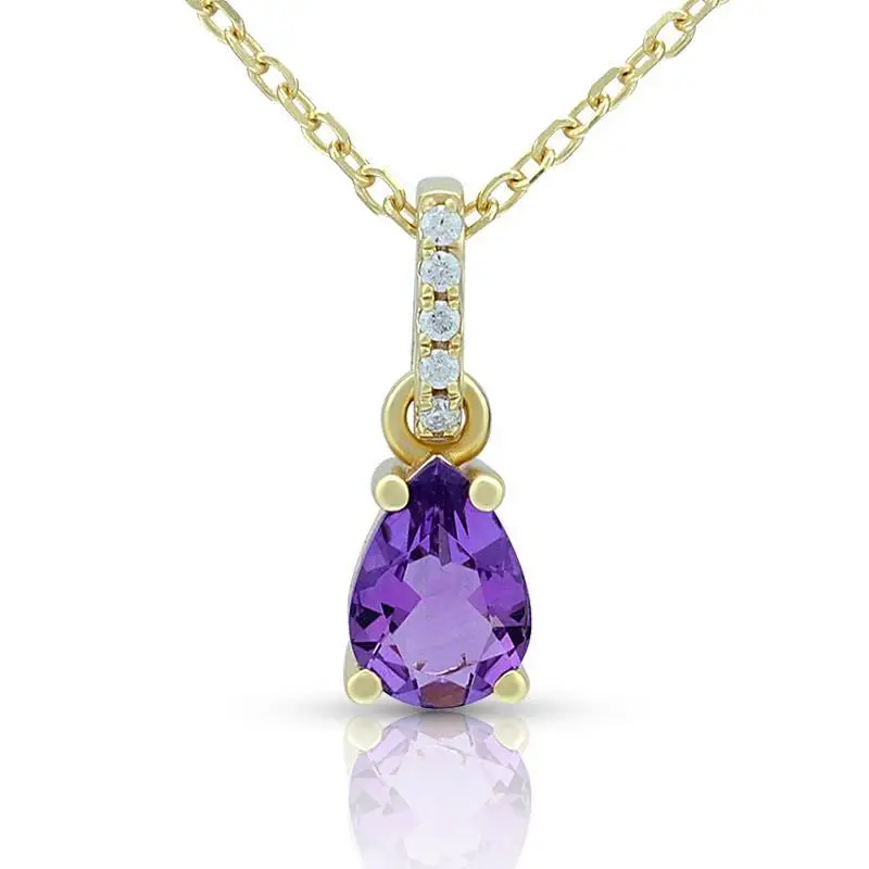 Pyriform Amethyst Birthstone Necklace 1