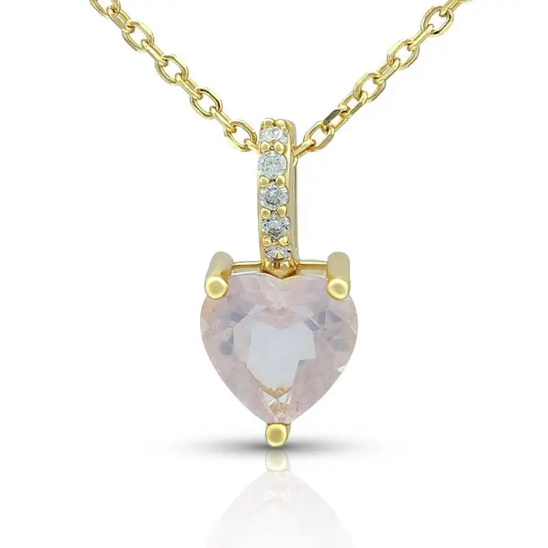 7mm Rose Quartz Heart Necklace 1