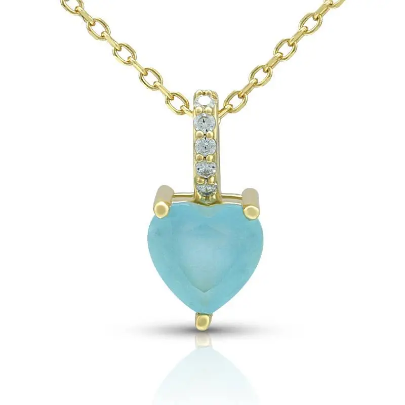 7mm Aquamarine Heart Necklace 1