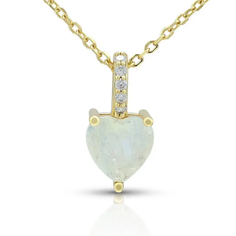 7mm Moonstone Heart Necklace 1