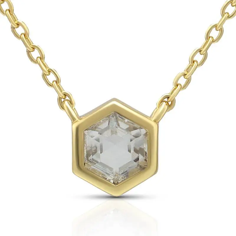 5mm Rock Crystal Hexagon Pendant Necklace 1