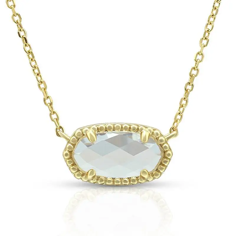 Rock Crystal Oval Pendant Necklace 1